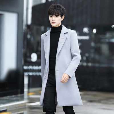 Κομψό μακρύ ανδρικό παλτό  σε διάφορα χρώματα - δύο μοντέλα