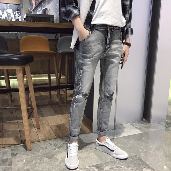 Мъжки дънки в два цвята - сив и черен