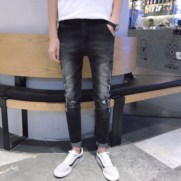 Мъжки дънки в два цвята - сив и черен