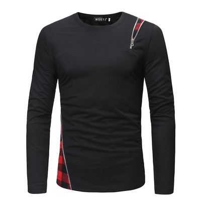 Мъжка блуза в черен цвят с цип и цветни елементи - два модела