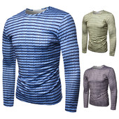 Bluză bărbătească în dungi în trei culori cu guler O