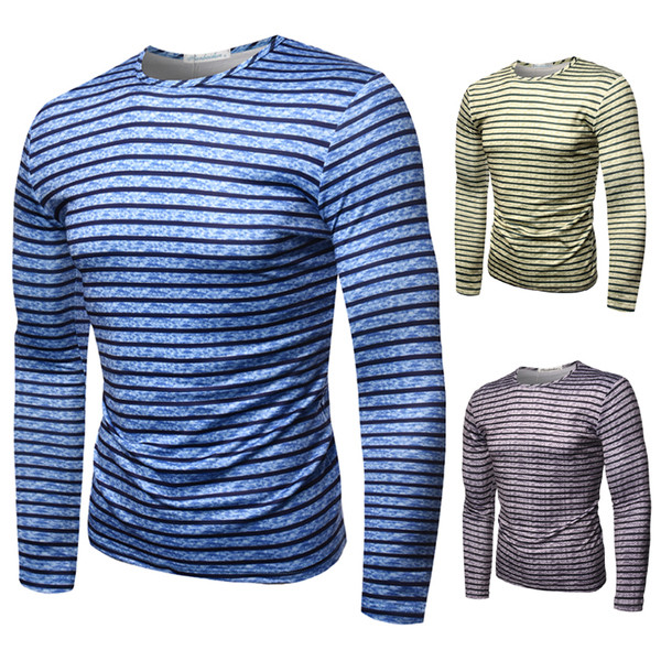 Bluză bărbătească în dungi în trei culori cu guler O