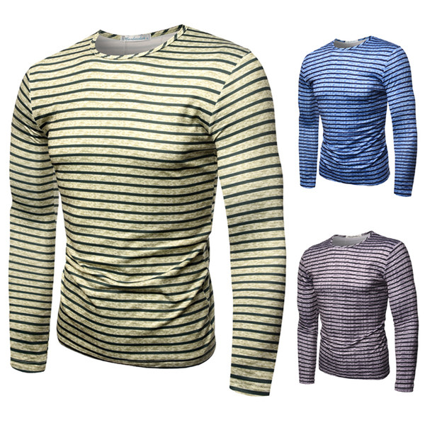 Bluză bărbătească în dungi în trei culori cu guler O