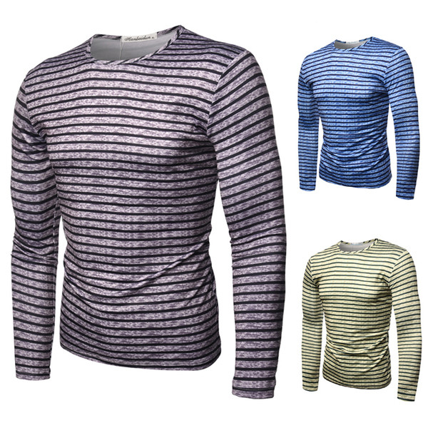 Bluză bărbătească în dungi în trei culori cu guler O