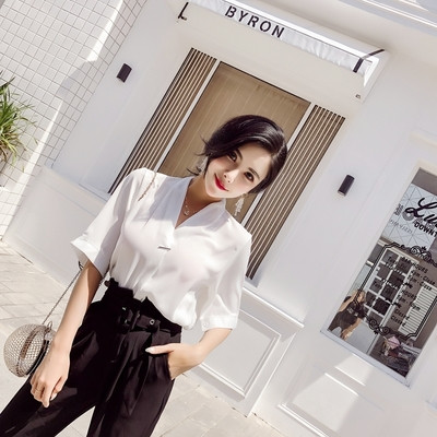 Cămașă elegantă de damă în alb și roz