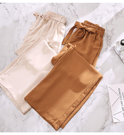 Актуален дамски панталон с панделка в няколко цвята