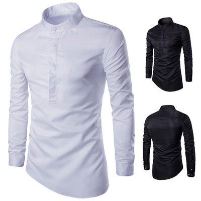 Спортно-елегантна мъжка риза в бял и черен цвят