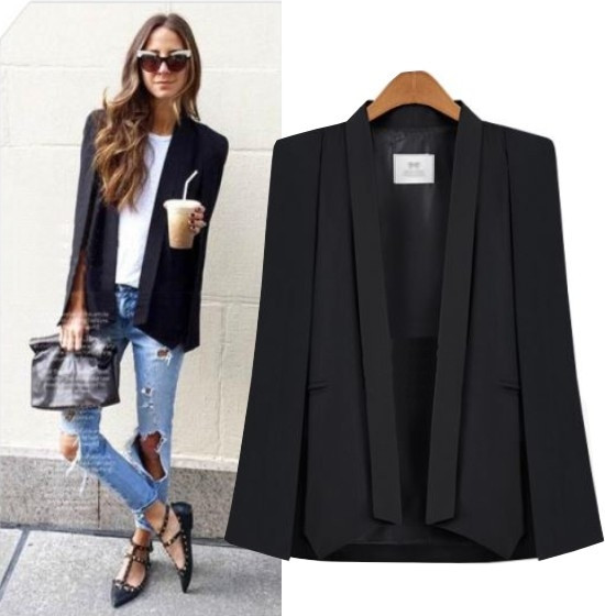 НОВО Стилно дамско сако с V- образна яка в няколко цвята 