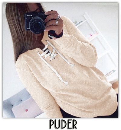 Спортно-ежедневна дамска блуза с елемент -връзки в няколко цвята