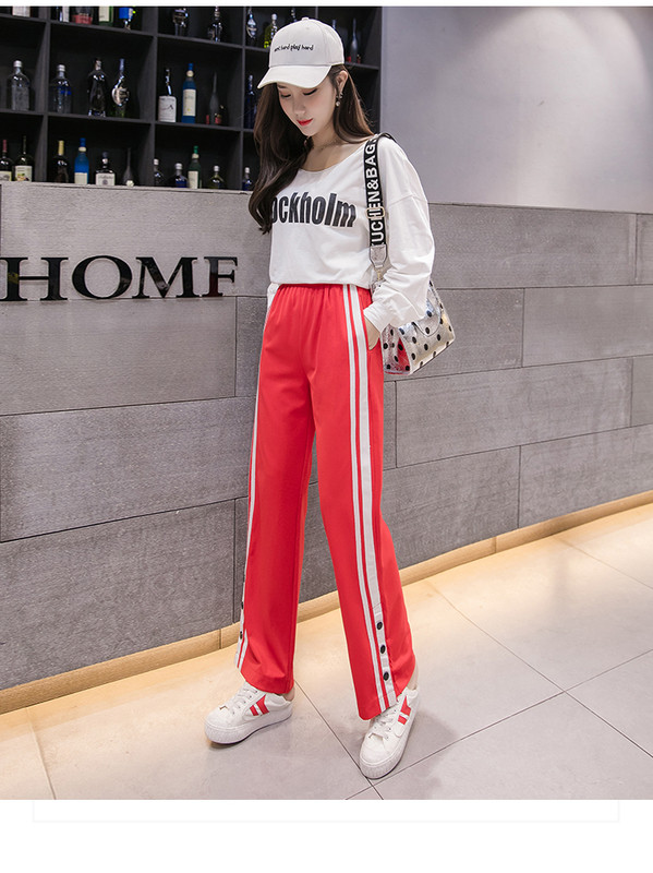 Pantaloni de dama actuali in negru si rosu