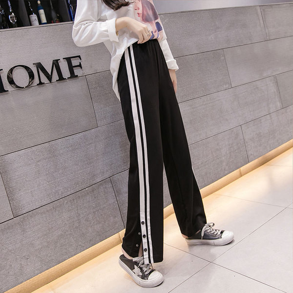 Pantaloni de dama actuali in negru si rosu