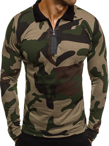 Bluza barbati camuflaj cu guler in mai multe culori