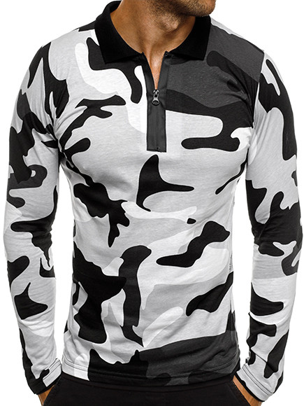 Bluza barbati camuflaj cu guler in mai multe culori