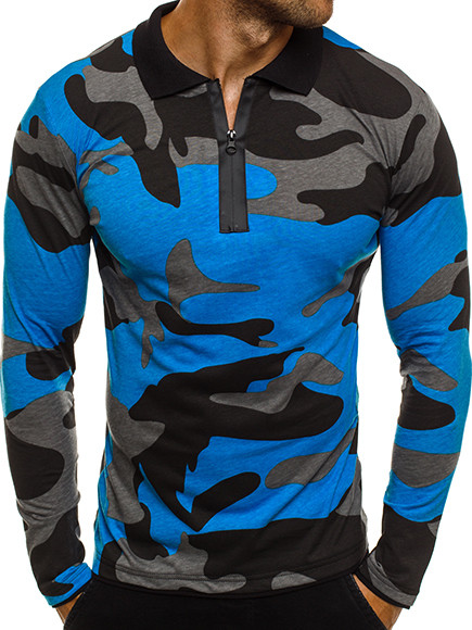 Bluza barbati camuflaj cu guler in mai multe culori