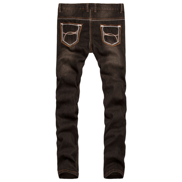 Мъжки ежедневни дънки с щампа в тъмен цвят