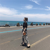 Pantaloni moderni de dama cu talie elastica inalta