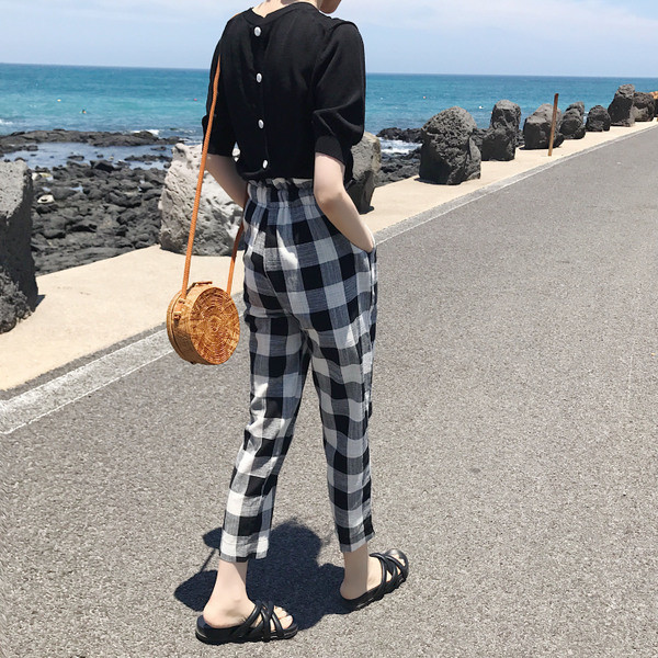 Pantaloni moderni de dama cu talie elastica inalta