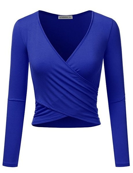 Σύγχρονη γυναικεία κοντή μπλούζα μοντέλο με ντεκολτέ σε σχήμα V σε διάφορα χρώματα