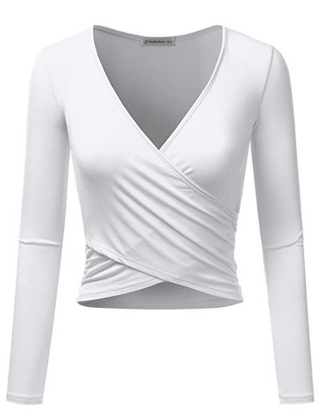 Σύγχρονη γυναικεία κοντή μπλούζα μοντέλο με ντεκολτέ σε σχήμα V σε διάφορα χρώματα