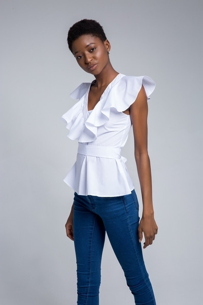 Κομψή γυναικεία μπλούζα με ντεκολτέ σε σχήμα V σε δύο χρώματα