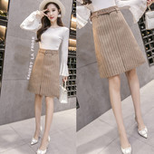 Дамска пола в два цвята с висока талия