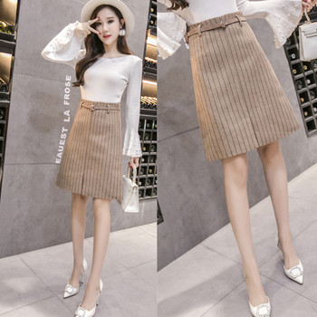 Дамска пола в два цвята с висока талия