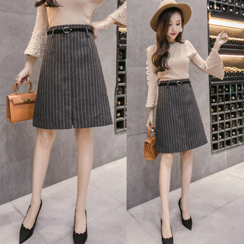 Дамска пола в два цвята с висока талия