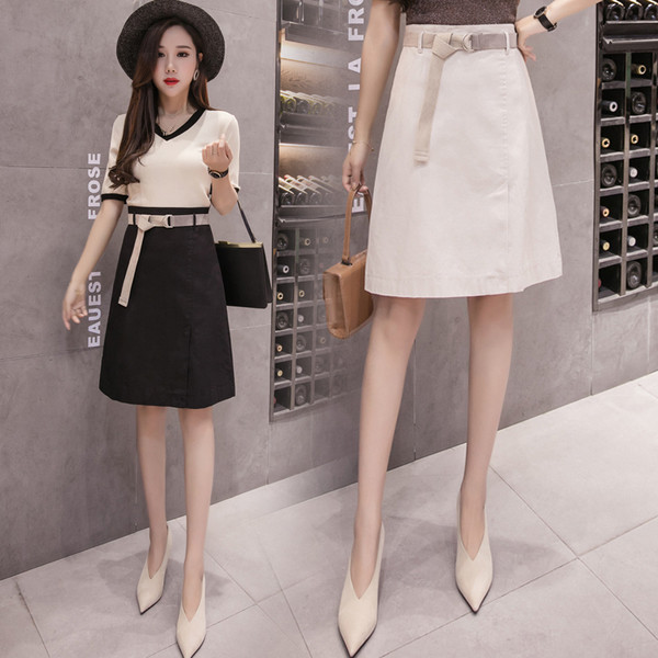 Κομψή γυναικεία φούστα με ψηλή μέση σε δύο χρώματα