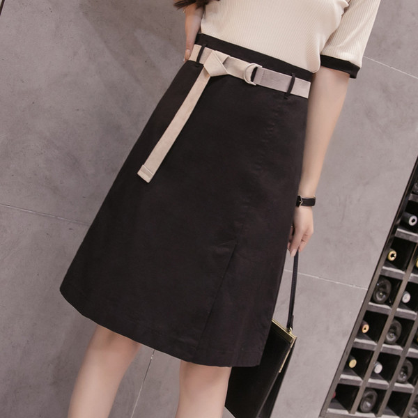 Κομψή γυναικεία φούστα με ψηλή μέση σε δύο χρώματα