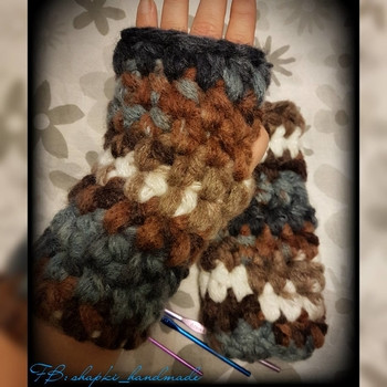 Дамски плетени ръкавици без пръсти ръчна изработка дебела прежда