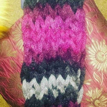Плетен шал яка с уникална безвъзлова техника на плетене handmade Сф