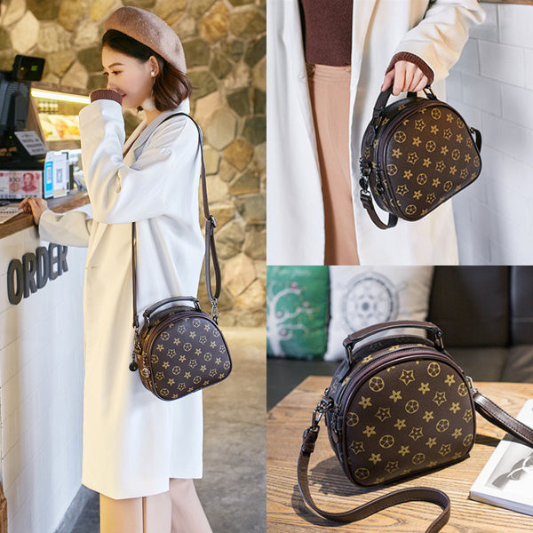 Модерна малка дамска чанта с цветна дръжка