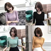 Μοντέρνα γυναικεία μπλούζα με O-λαιμόκοψη σε διάφορα χρώματα