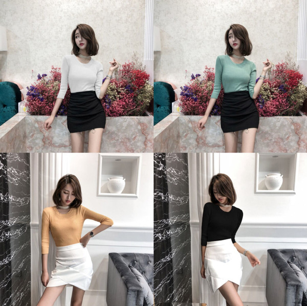 Μοντέρνα γυναικεία μπλούζα με O-λαιμόκοψη σε διάφορα χρώματα