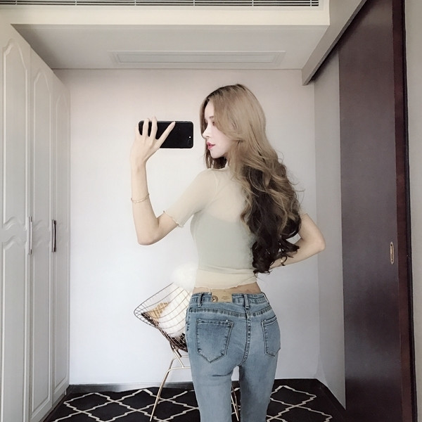 Дамски модерни дънки светъл модел 