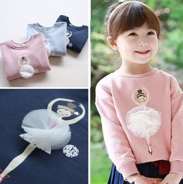 Детски суичър за момиче с 3D декорация в три цвята