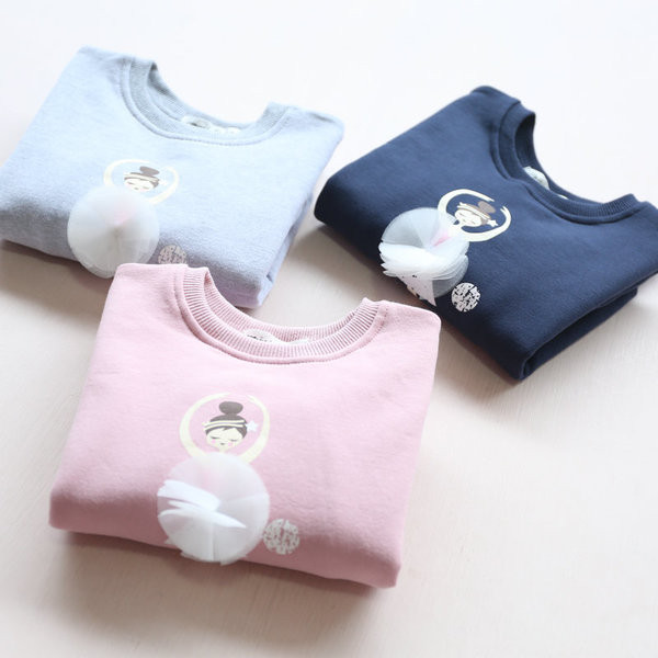 Детски суичър за момиче с 3D декорация в три цвята