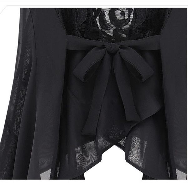 Дамски тънък елек в черен цвят с бродерия на гърба