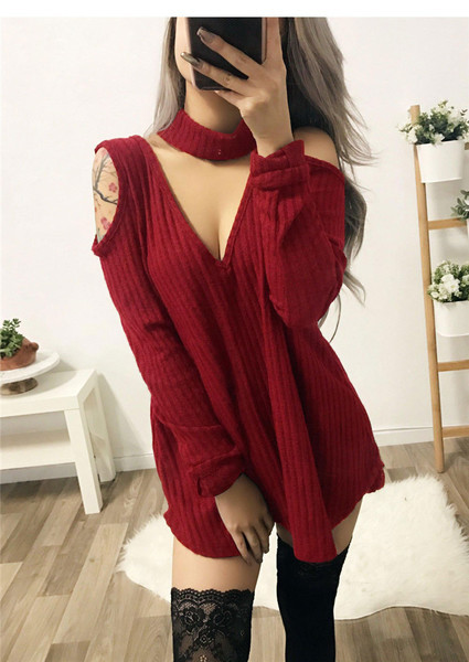 Κομψό γυναικείο πουλόβερ  με ντεκολτέ σε σχήμα V σε διάφορα χρώματα