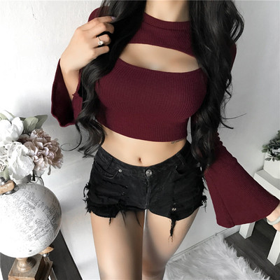 Σύγχρονη μοντέρνα μπλούζα κοντομάνικο μοντέλο με μανίκι λωτού σε διάφορα χρώματα