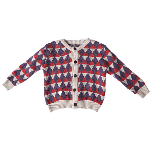 Цветна детска жилетка за момиче с О-образна яка 