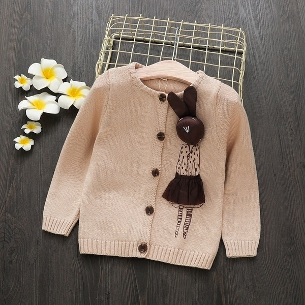 Cardigan modern pentru copii de culoare roz cu decor 3D