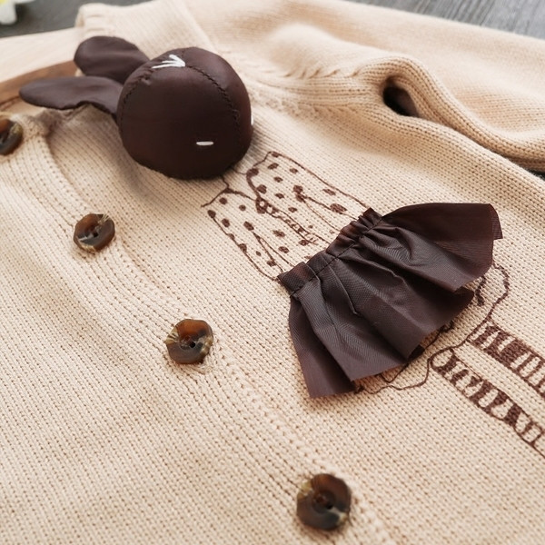 Cardigan modern pentru copii de culoare roz cu decor 3D