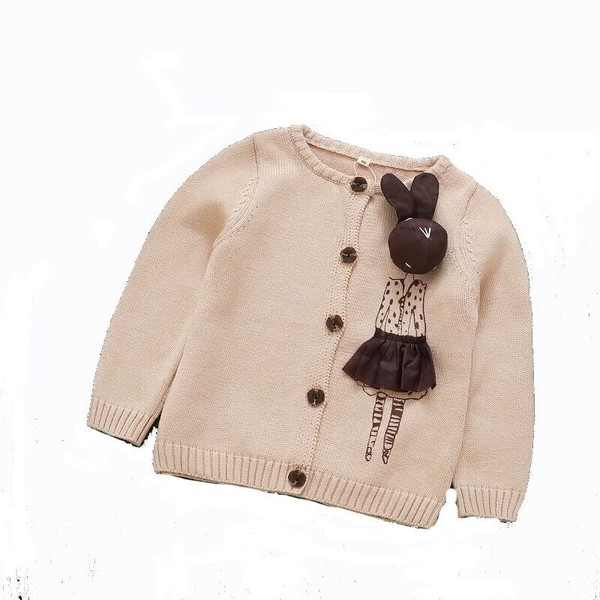 Cardigan modern pentru copii de culoare roz cu decor 3D