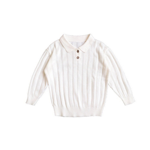 Детски пуловер за момиче с яка и копчета в два цвята