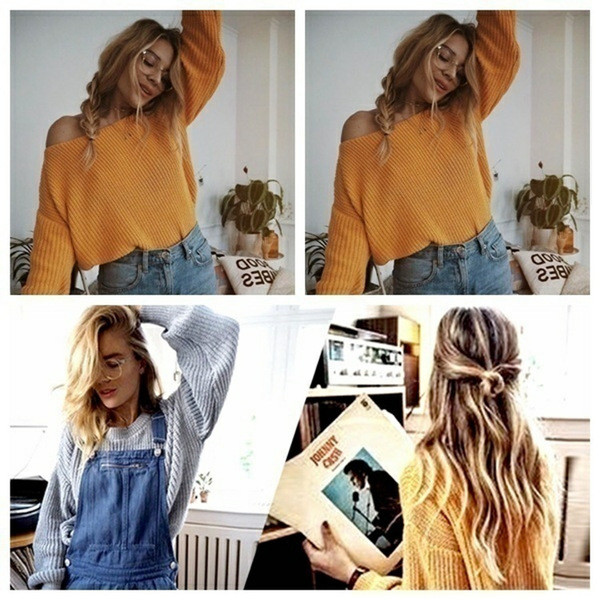 Μοντέρνο γυναικείο πουλόβερ σε δύο χρώματα