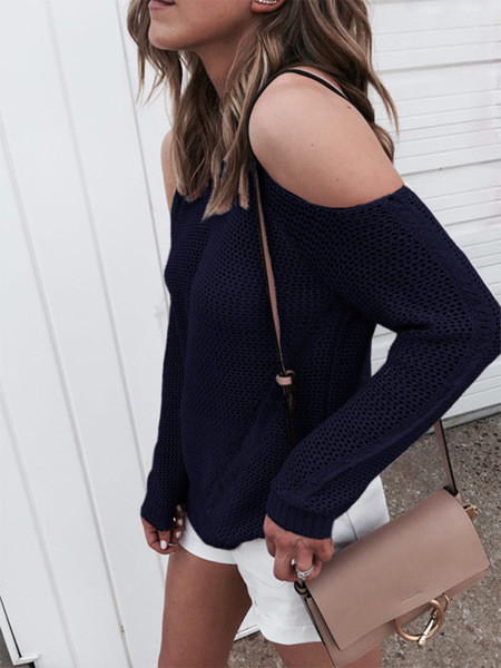 Μοντέρνο γυναικείο πουλόβερ  με ανοιχτούς ώμους σε διάφορα χρώματα