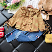 Bluza eleganta pentru copii pentru o fata cu panglici in doua culori