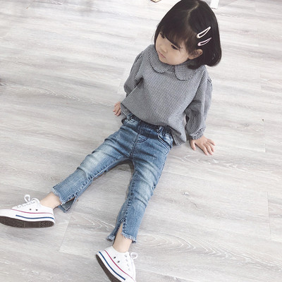 Cămașă pentru copii în carouri pentru fată în două culori