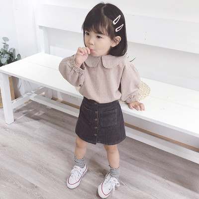 Cămașă pentru copii în carouri pentru fată în două culori